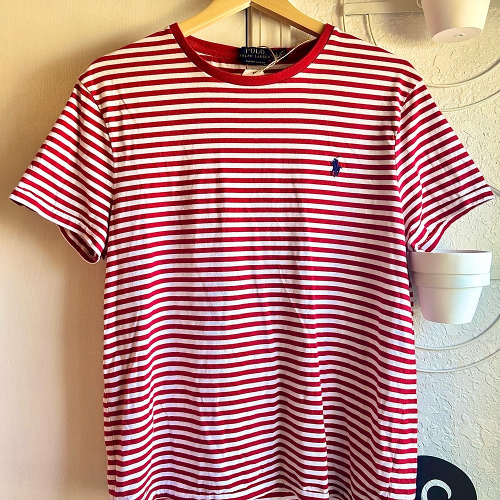 Ralph Lauren Red and White Striped Tee